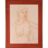 Untitled (Female Nude), pencil on paper, signed THEO MEIER (probably Theo Meier - 1908-1982) and