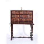 A Cabinet, mannerist, Brazilian mahogany, Brazilian rosewood drawers front with ivory fillets,