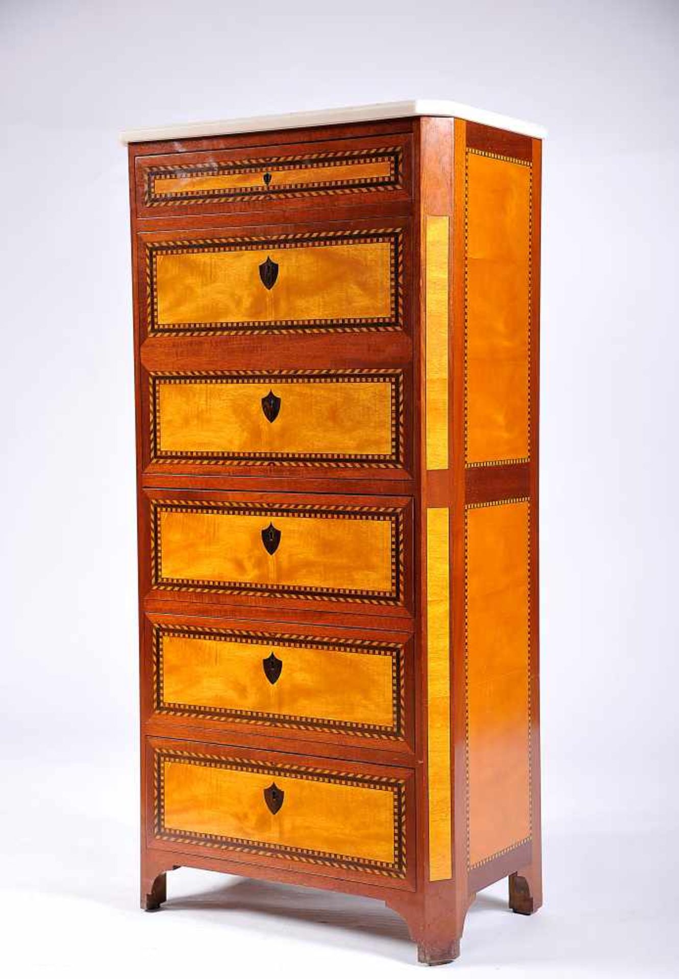 Secrétaire «à abattant», mahogany, thornbush drawers front with Brazilian rosewood and boxwood - Bild 2 aus 4