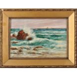 JÚLIO RAMOS - 1868-1945, "O mar na Boa Nova", oil on cardboard, signed, Dim. - 23 x 33 cm- - -20.