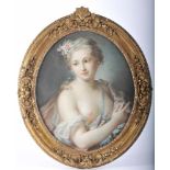 Portrait of a Lady, pastel on oval paper, French school, 18th/19th C., Dim. - 61 x 52 cm- - -20.00 %