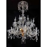 An Eight-light Chandelier, metal structure, glass pendants and urns, European, 19th C. (2nd half),