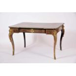 A Bureau-plat, Napoleon III, Boulle manner, ebonised, tortoiseshell and gilt metal wooden marquetry,