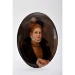 Portrait of a Lady, painted KPM porcelain plaque, polychrome decoration, German, 19th C. (2nd half),