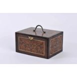 A Small Writing Cabinet, teak, partial coating and sissoo inlays, ivory fillets, Indo-Portuguese,