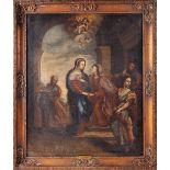 Visitation, oil on canvas, Portuguese, 17th/18th C., relined, restoration, small holes, minor faults
