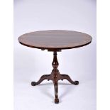 A Tripod Table, Brazilian rosewood, tilt-top with boxwood inlays, carved feet, Portuguese, purged,