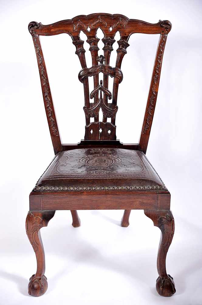 A Pair of Chairs, D. João V, King of Portugal (1706-1750), Brazilian rosewood with carvings, "claw- - Image 2 of 3