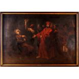 Saint Ignatius of Loyola, sleeping in St. Mark's Square in Venice, approached by Senator Marck-