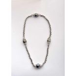 A Necklace, 800/1000 white gold, set with 4 pearls from the South Seas (12~13 mm) and 152