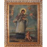 Saint John of Nepomuk, oil on canvas, Spanish colonial school, 19th C., relined, restoration, Dim. -