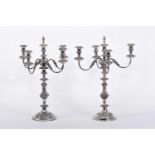 A Pair of Five-light Candelabra, Victorian (1837-1901), silver plate, decoration en relief, English,