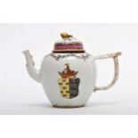 A Teapot, Chinese export porcelain, polychrome and gilt decoration with coat of arms of Sebastião