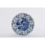 A Small Scalloped Dish, Chinese export porcelain (Kraak), blue decoration "Landscape with birds",