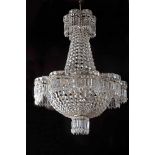 A Polylobate Bag Chandelier, metal structure, glass pendants, Portuguese, 20th C. (1st half),