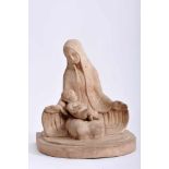 ERNESTO CANTO DA MAYA - 1890-1981, Our Lady with The Child Jesus, clay sculpture, minor defects,