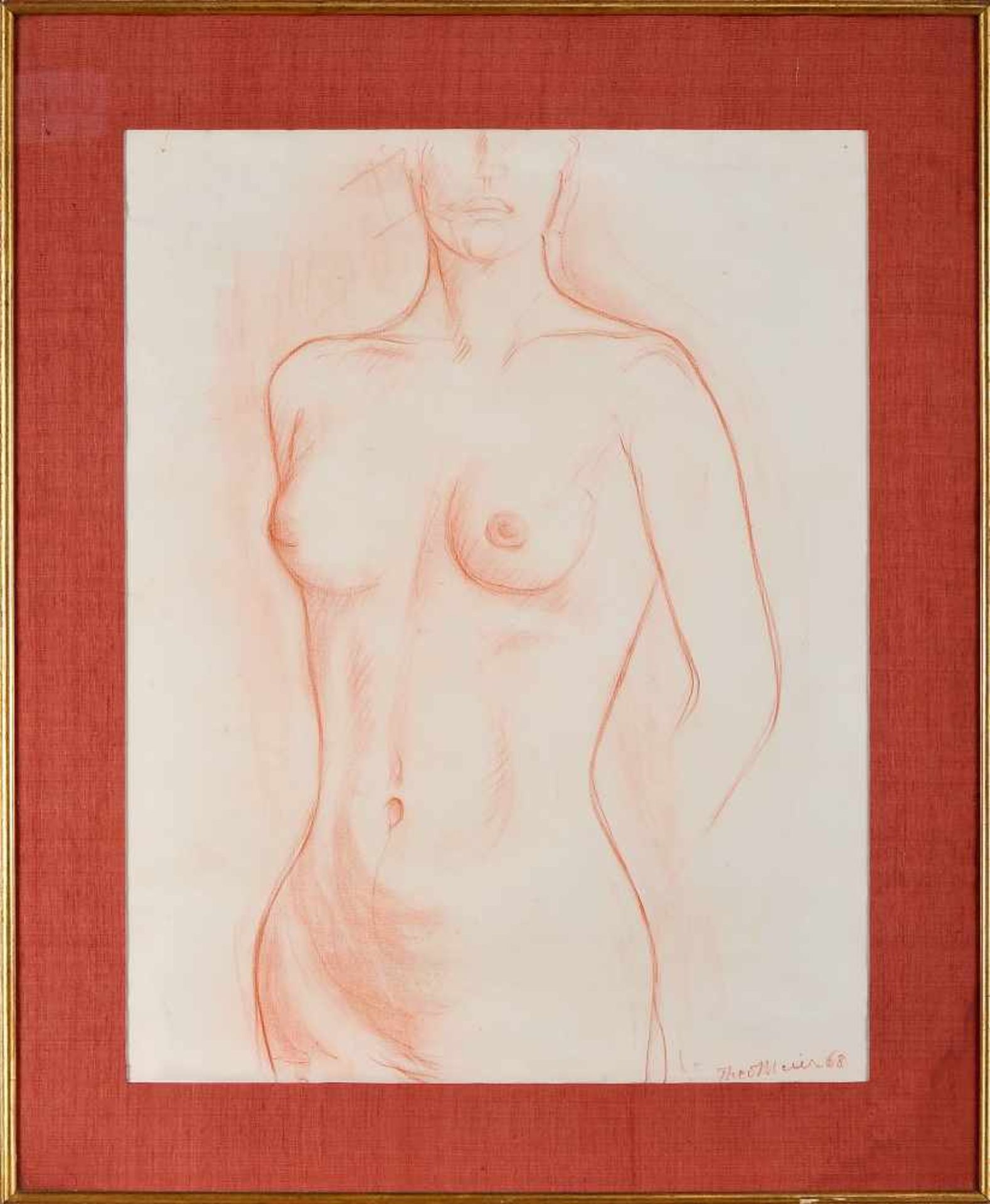 Untitled (Female Nude), pencil on paper, signed THEO MEIER (probably Theo Meier - 1908-1982) and