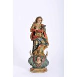 Our Lady of The Immaculate Conception, polychrome and gilt wood sculpture, Portuguese, 18th C. (