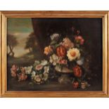 A Still-life - Vase with Flowers, oil on canvas, European school, 19th C., restoration, Dim. - 69