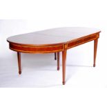 A Dining Room table, mahogany with boxwood and kingwood inlays, with one extension board,