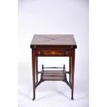 An Envelope Game Table, Eduardian (1901-1910), Brazilian rosewood veneer, leather top interior,