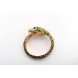 A Bracelet - "Cobra", 800/1000 gold, decorated with enamels, set with 26 8/8 cut diamonds and 4