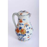 A Covered Coffee Pot, Chinese export porcelain, gadrooned , polychrome and gilt decoration "