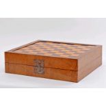 A Box of Chess, Backgammon and some other game, Baroque, wood lined with walnut marquetry, burr-
