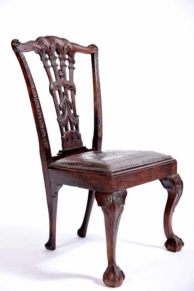 A Pair of Chairs, D. João V, King of Portugal (1706-1750), Brazilian rosewood with carvings, "claw- - Image 3 of 3