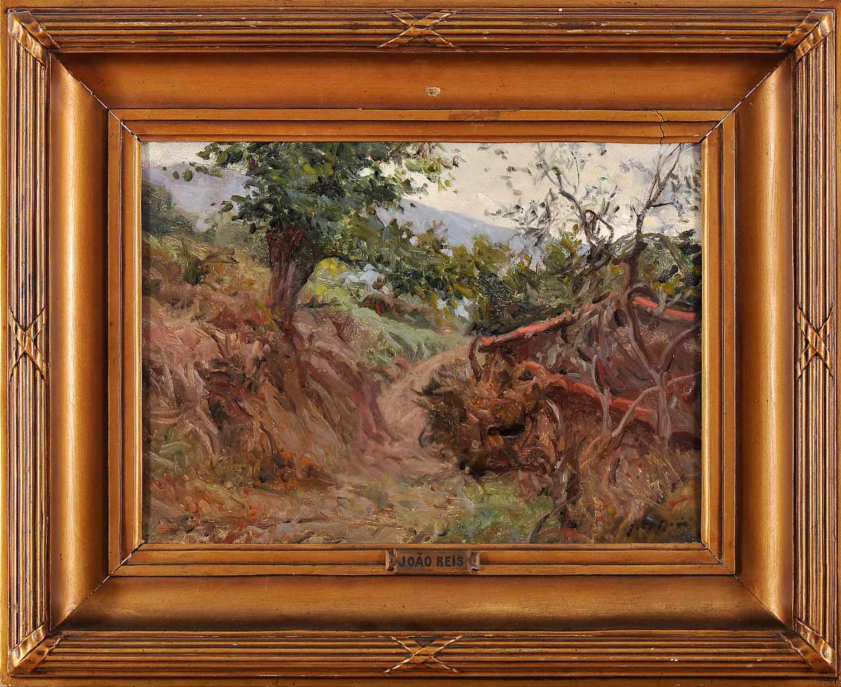 JOÃO REIS - 1899-1982, A Landscape, oil on canvas pasted on cardboard, small fault to the