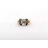 A Ring, 800/1000 gold and 500/1000 platinum, set with 34 rose and antique brilliant cut diamonds and