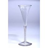 A Flute, George III (1760-1820), crystal, milky spiral stem, English, 18th C. (2nd half), Dim. -