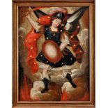 St. Michael the Archangel, oil on canvas, Spanish colonial school, 18th C., relined, small