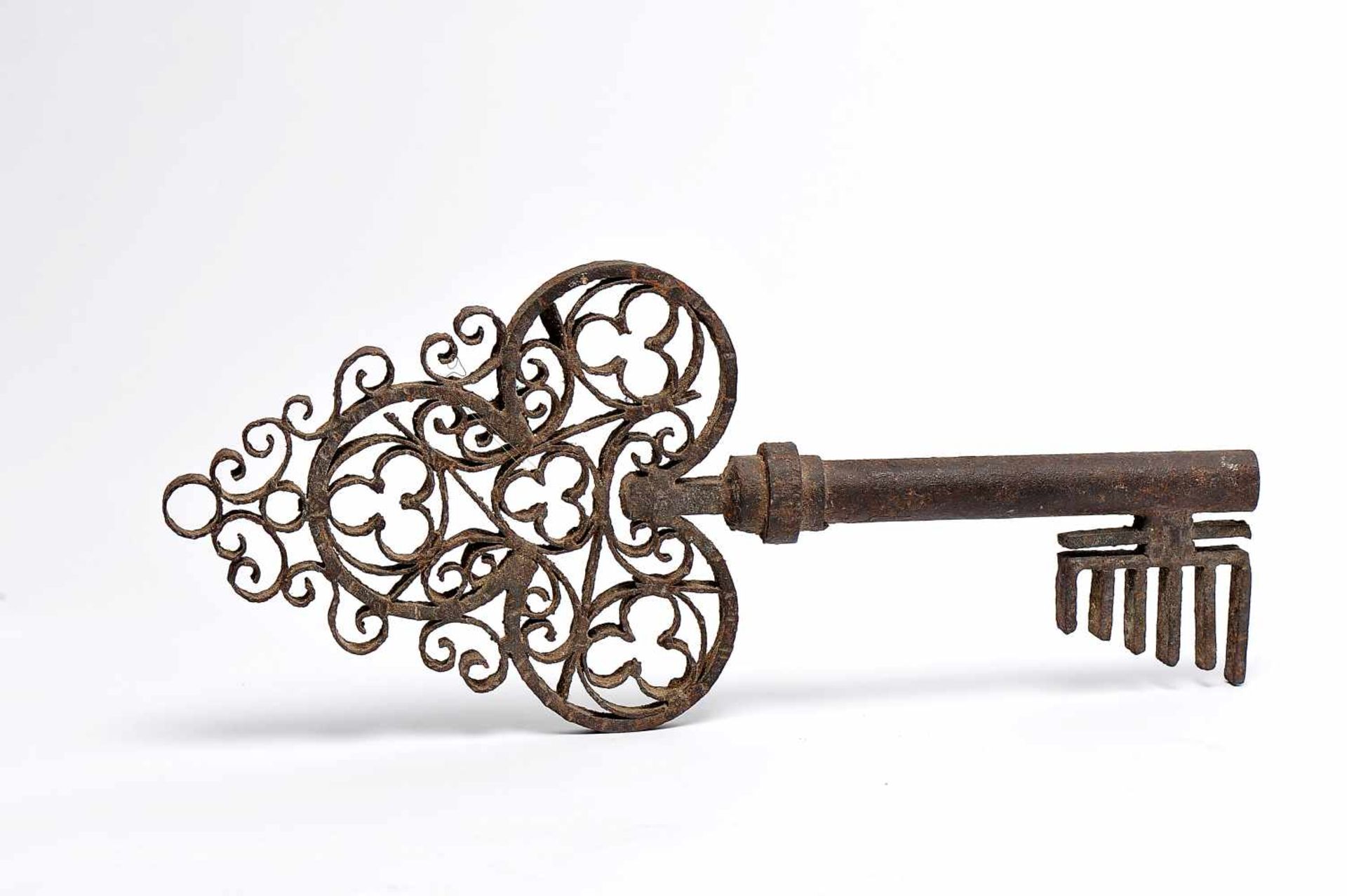 A Big Key, wrought iron, European, 17th C., wear on the iron, Dim. - 44 cm- - -20.00 % buyer's