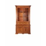 A Dinnerware Cabinet, Scots pine, upper body doors with glasses, turned bone handles, Portuguese,