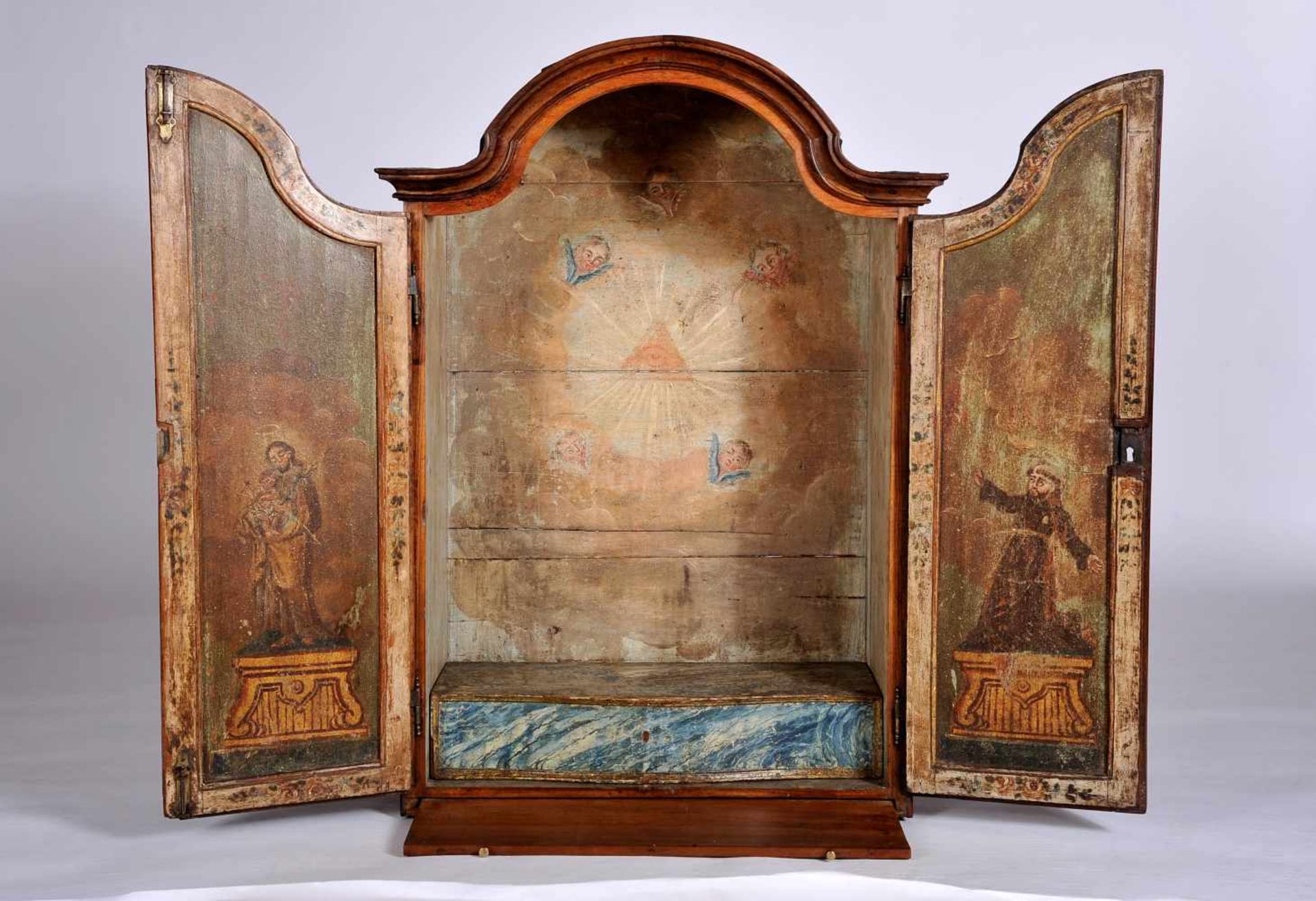 An Oratory with pull-out top, D. Maria I, Queen of Portugal (1777-1816), Brazilian mahogany, painted - Bild 2 aus 4