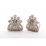 A Pair of Earrings, platinum, set with 100 8/8 and 16/16 cut diamonds with an approximate total