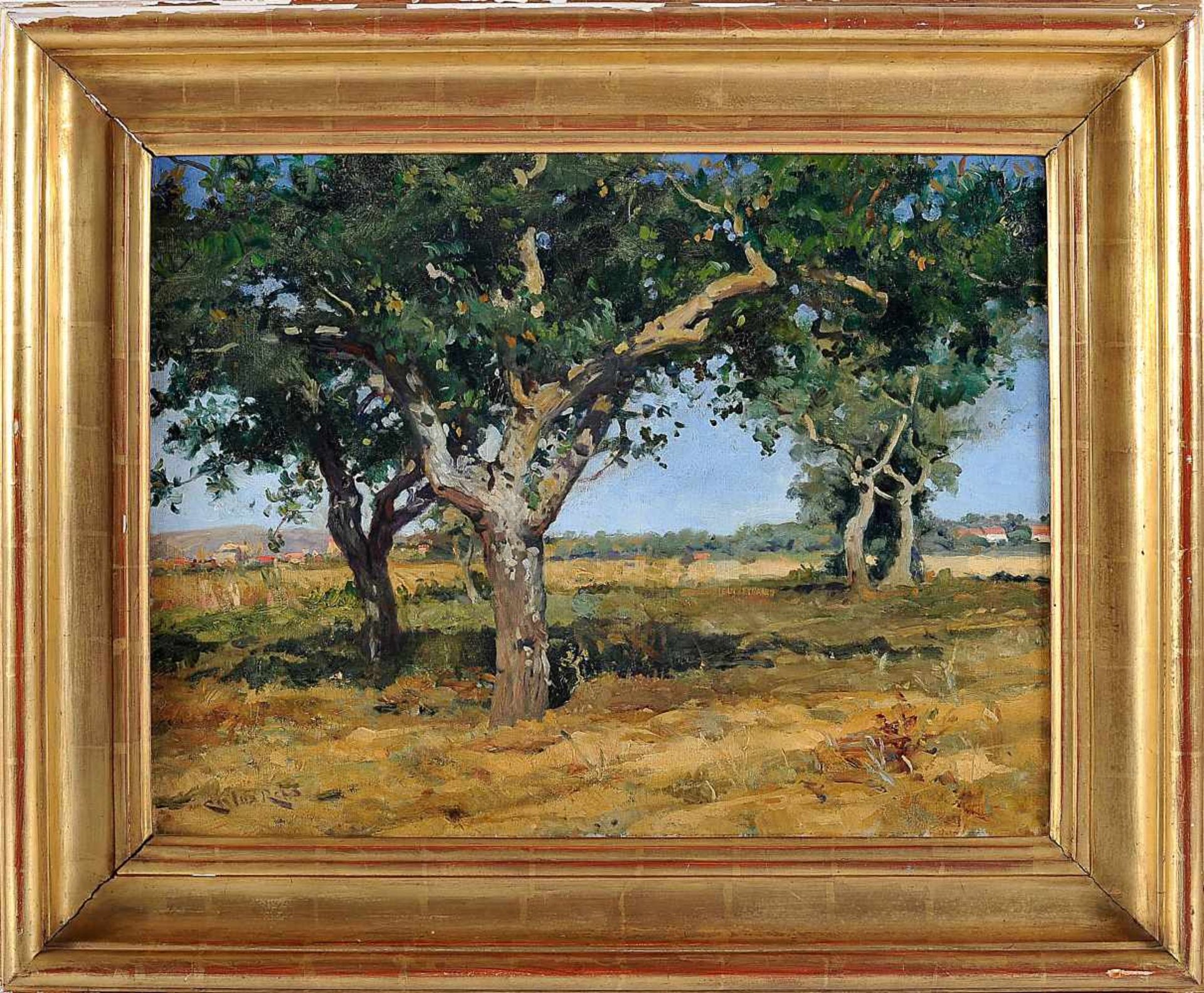 CARLOS REIS - 1863-1940, Landscape in Lousã, oil on canvas, relined, signed, Dim. - 48,5 x 63