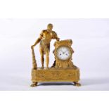 A Table Clock - "Hercules", Empire, gilt bronze mounts, enamelled dial, black Roman numbering,
