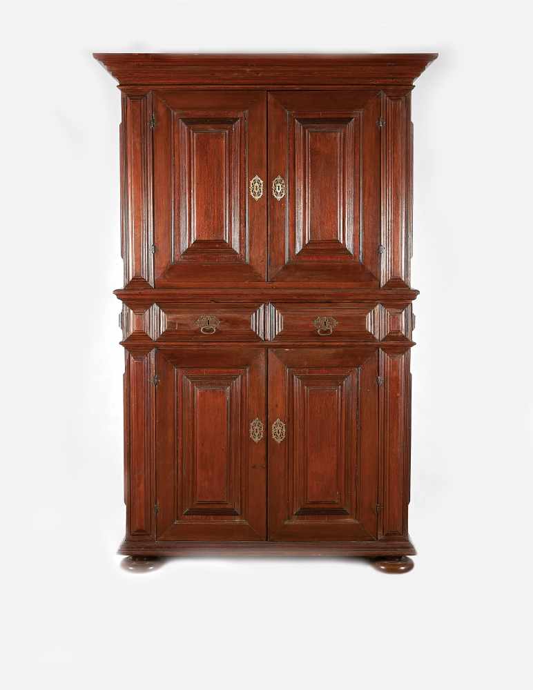 A Glassware Cupboard, Brazilian mahogany and red Brazilian chestnut, padded doors, drawers and