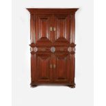 A Glassware Cupboard, Brazilian mahogany and red Brazilian chestnut, padded doors, drawers and
