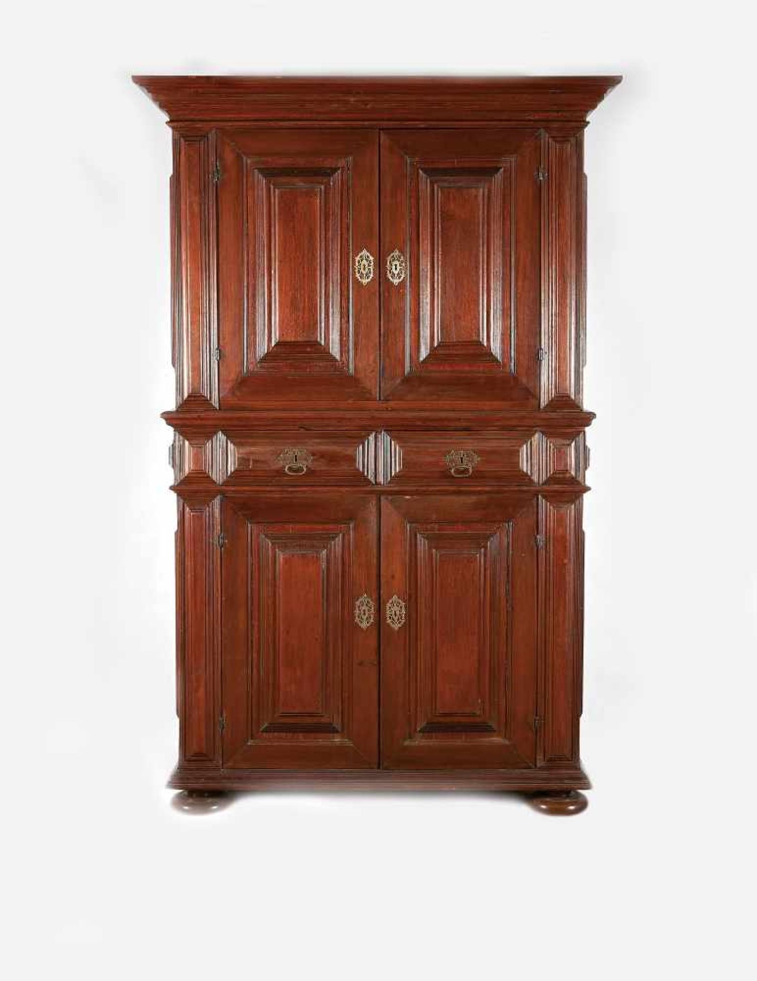 A Glassware Cupboard, Brazilian mahogany and red Brazilian chestnut, padded doors, drawers and