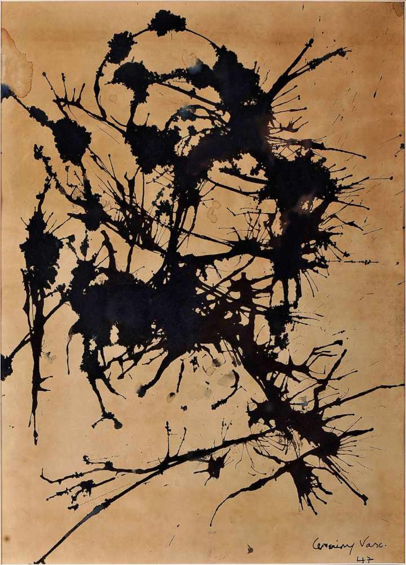 MÁRIO CESARINY - 1923-2006, Untitled, India ink on paper, small moisture stains, signed and dated - Bild 2 aus 3