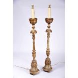 A Pair of Large Torchères, D. Maria I, Queen of Portugal (1777-1816) style, carved and gilt wood,