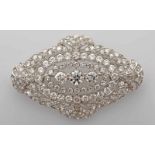 An Oval Brooch, Art Deco, 800/1000 gold, set with 155 8/8 cut and brilliant cut diamonds with an