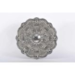 A Polylobate Suspension Salver, 833/1000 silver, engraved decoration en relief "Baskets with