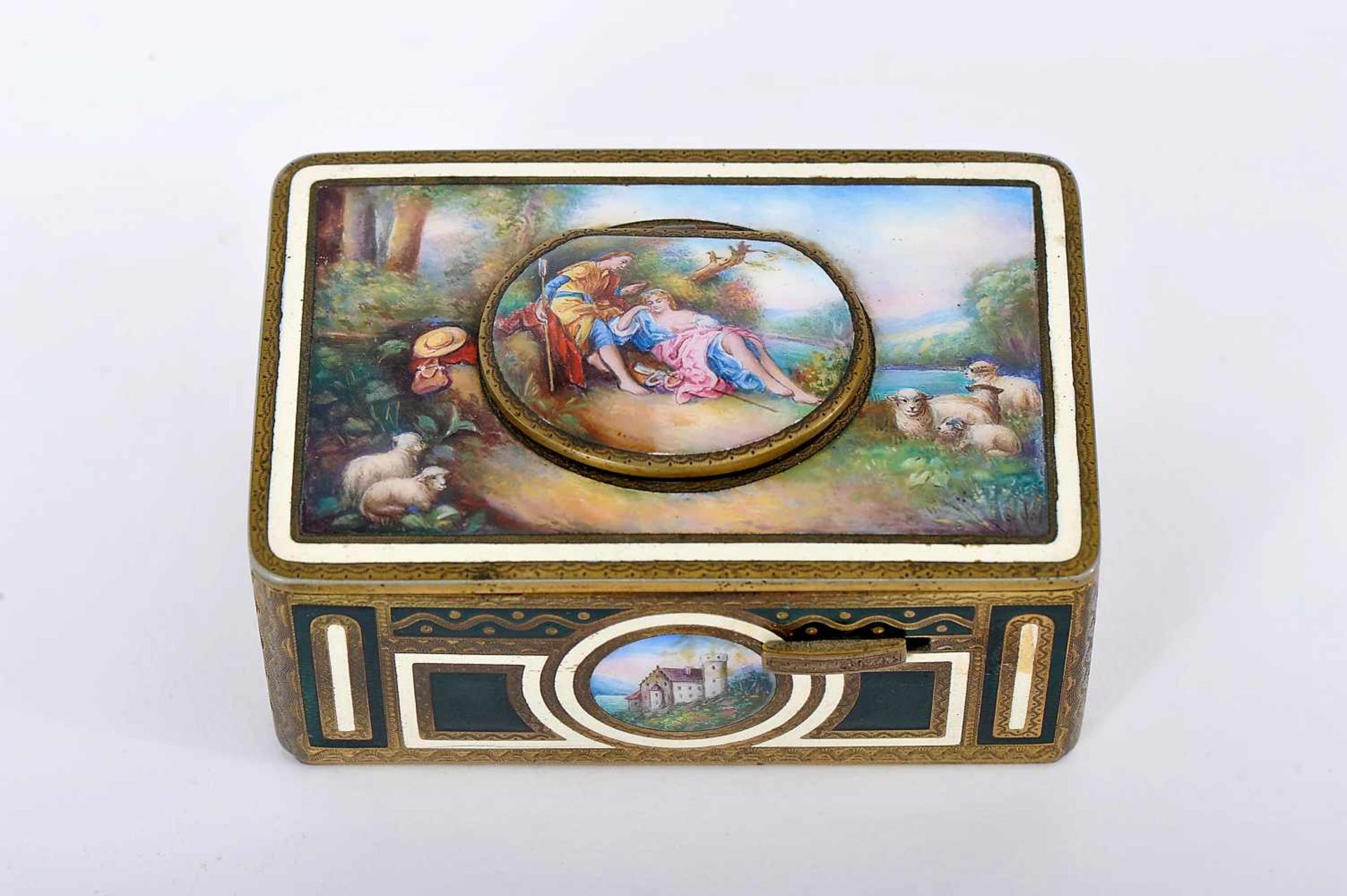 "Singing bird" Music Box, gilt and guilloche bronze, application of polychrome enamels "Gallant - Bild 3 aus 3