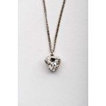 A Chain with Pendant - "Heart", 800/1000 platinum and gold, pendant set with heart cut diamond