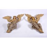 A Pair of Seraphim, painted chestnut, Portuguese, 18th/19th C., minor faults and defects,