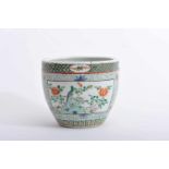 A Cachepot, Chinese porcelain, polychrome decoration "Birds and flowers" and "Fortune symbols",